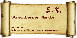 Streitberger Nándor névjegykártya
