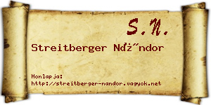 Streitberger Nándor névjegykártya